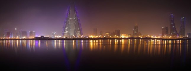 A panoramic view of Bahrain skyline from Bahrain bay