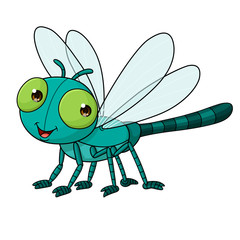 Cartoon cute dragonfly