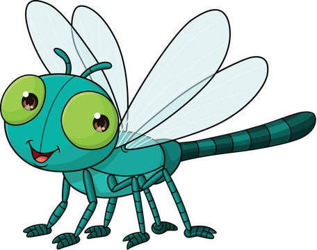 Cartoon cute dragonfly