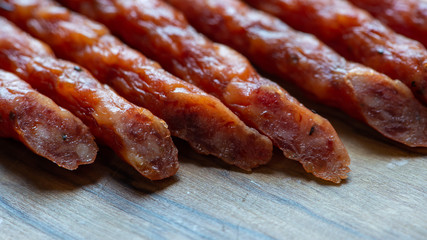 Kabanos.Traditional Polish thin dry smoked sausage.