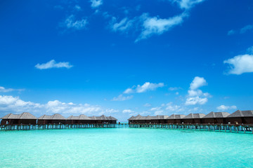 tropical Maldives island with white sandy beach and sea