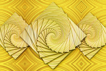 Abstract golden background. Yellow mosaic. . Shiny yellow leaf gold foil texture background. 3d