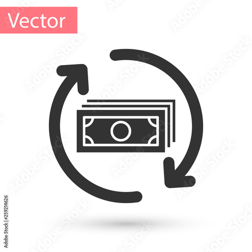Grey Refund Money Icon Isolated On White Background - 
