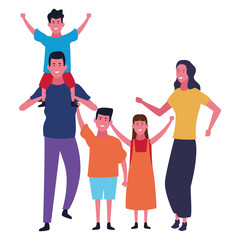 Family and kids cartoons isolated