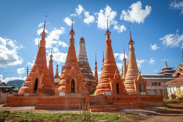 Shwe Indein Pagoda in the village of Indein, near Ywama, Inle Lake, Myanmar