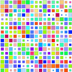 Bright colorful squares on a white background. 