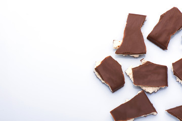delicious pieces of chocolate. sweet chocolate food photo