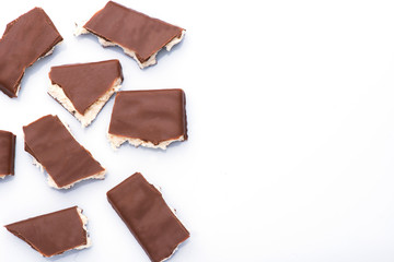 delicious pieces of chocolate. sweet chocolate food photo