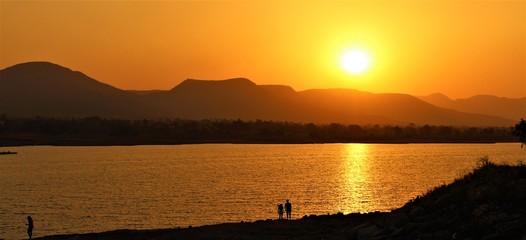 sunset on Dam