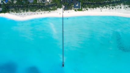 Beautiful aerial view of Maldives and tropical beach . Travel and vacation concept