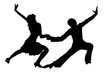 Fototapeta na wymiar a couple dancing silhouette vecor 