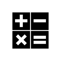 Calculator symbol - mathematics illustration, Calculator icon, black and white