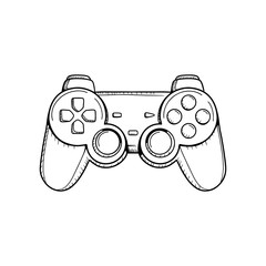 Gaming controller illustration. Retro Gaming controller line drawing © Gun2becontinued