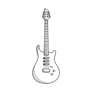 Electric Guitar Vector illustration. Electric Guitar line drawing