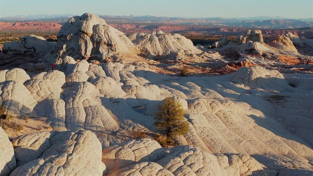 Aerial view of White Pocket, Vermilion Cliffs National Monument, Utah, Arizona, United States