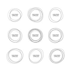 Set hand drawn ovals, felt-tip pen circles. Rough vector frame elements. Vector illustration.