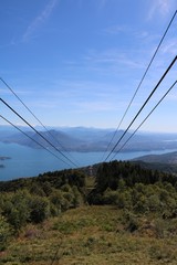 Fototapeta na wymiar Cable car trip from Monte Mottarone to Lake Maggiore, Italy