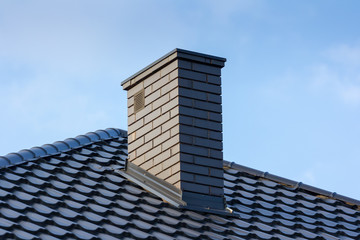 roof and chimney - obrazy, fototapety, plakaty