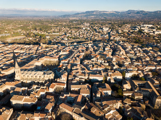 Aerial view of the french city of Carpentras. Provence, France