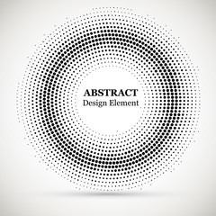 Halftone dotted background circularly distributed. Halftone effect vector pattern.Circle dots isolated on the white background.Border logo icon. Draft emblem for your design.
