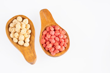 White and Strawberry-flavored Quinoa - Chenopodium quinoa. Text space
