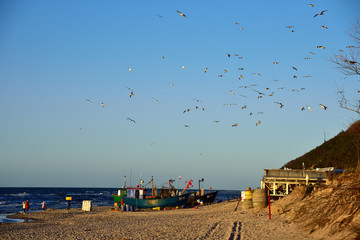 Fishing boats on the beach in Międzyzdroje. © konik60