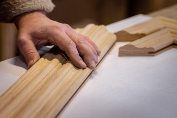 Making furniture from wood. Work carpenter. Carpentry tools.