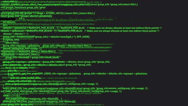 Green screen coding hacker concept animation with glitch. Programming code typing error. Big data and Internet cyber attack. Programming code abstract. Blockchain concept, computer digital code