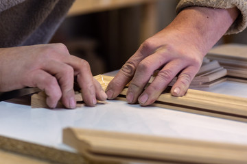Making furniture from wood. Work carpenter. Carpentry tools.