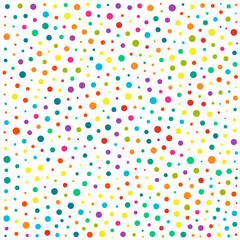 Obraz premium Vector colorful dotted seamless pattern. Multicolored decorative design card.Holiday pattern abstract background. Isolated dots for your design.