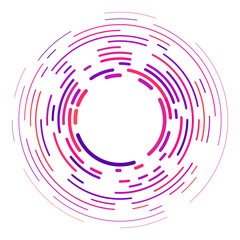 Vector modern creative backdrop of vivid multi colored curved elements.Multicolored decorative design halftone circle lines isolated on white.Circular abstract background.