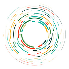 Vector modern creative backdrop of vivid multi colored curved elements.Multicolored decorative design halftone circle lines isolated on white.Circular abstract background.