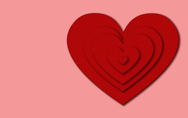 Decorative Valentines Day heart. Abstract, red background. Symbol of love and romance  
