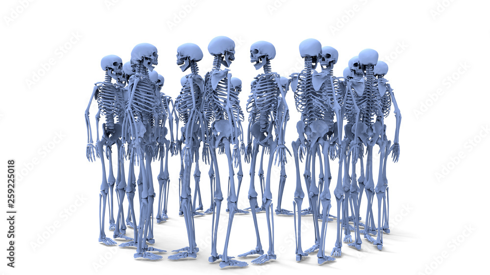 Aufkleber 3d rendering - skeletons circular array