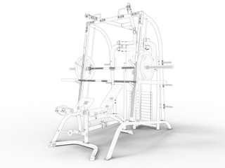 3D rendering - Outlined Multi functional gym machine