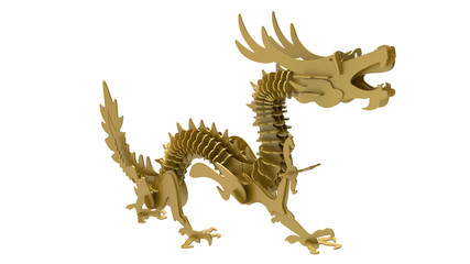 Fototapeta na wymiar 3D rendering - golden dragon cutout