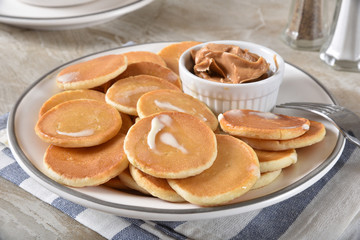 Mini pancakes with peanut butter