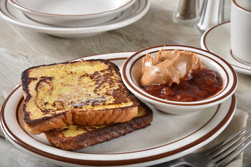 French toast with peanut butter and jam