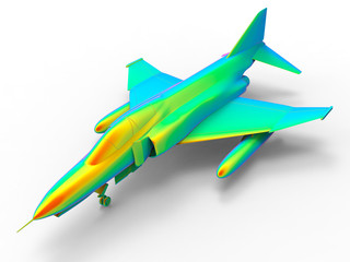 Fototapeta na wymiar 3D rendering - jet fighter finite element analysis