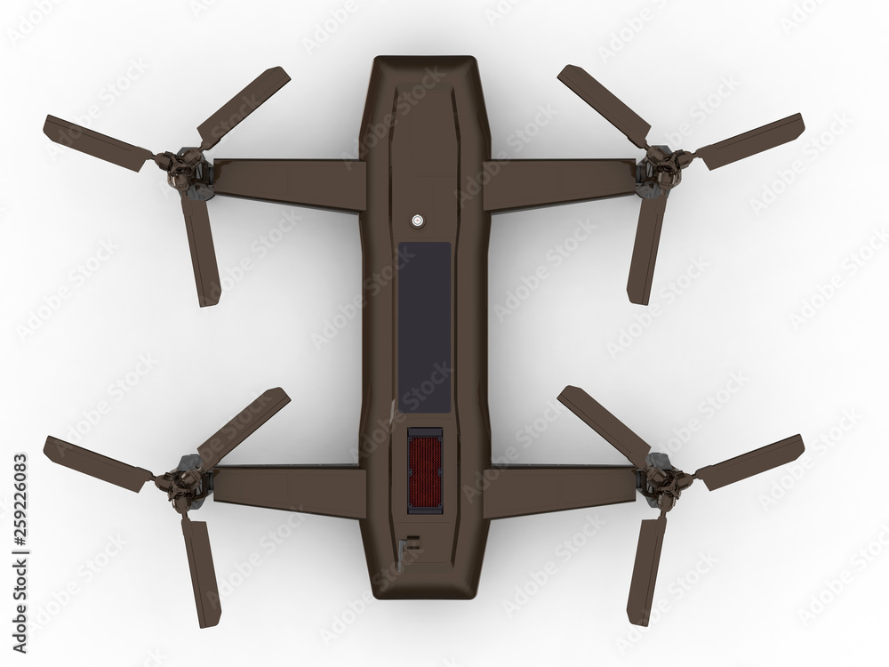 Poster 3d rendering - top view of a drone