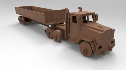 3D rendering - wooden toy truck