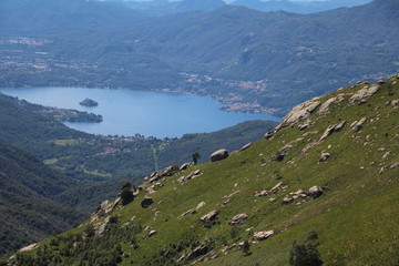 Fototapeta na wymiar View from Monte Mottarone to Lago d'Orta, Italy