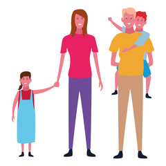 Family with kids cartoons