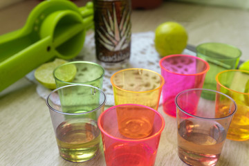 Shots of tequila (Mexican tequila, Guadalajara)