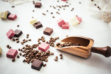 Chocolate and Coffee Bean Textured Background