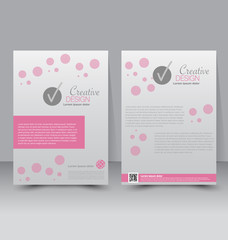 Flyer template. Business brochure. Editable A4 poster for design, education, presentation, website, magazine cover. Pink color.