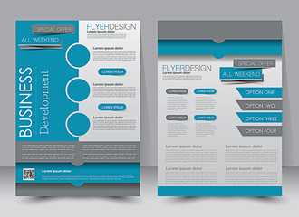 Flyer template. Business brochure. Editable A4 poster for design, education, presentation, website, magazine cover. Blue and grey color.