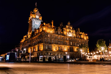 Fototapeta na wymiar Edinburgh city and Night, Long Exposure shots, Scotland Uk, Traveling in Europe