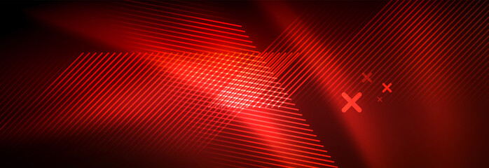 Neon glowing techno lines, hi-tech futuristic abstract background template with lines