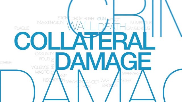 Collateral damage animated word cloud. Kinetic typography.